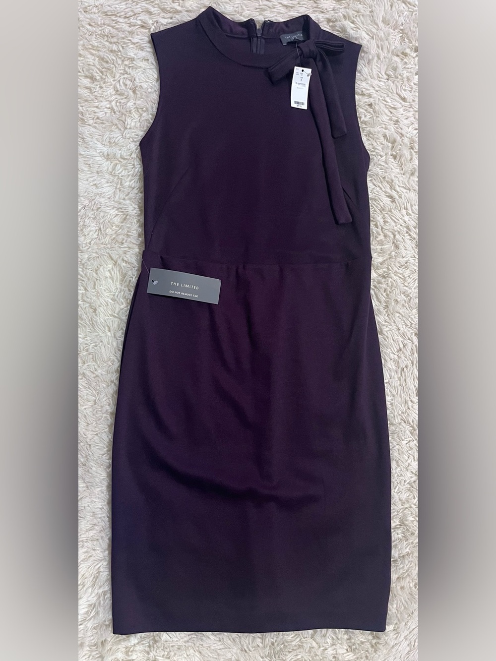 The Limited Plum Tie-Neck Midi Sheath Dress